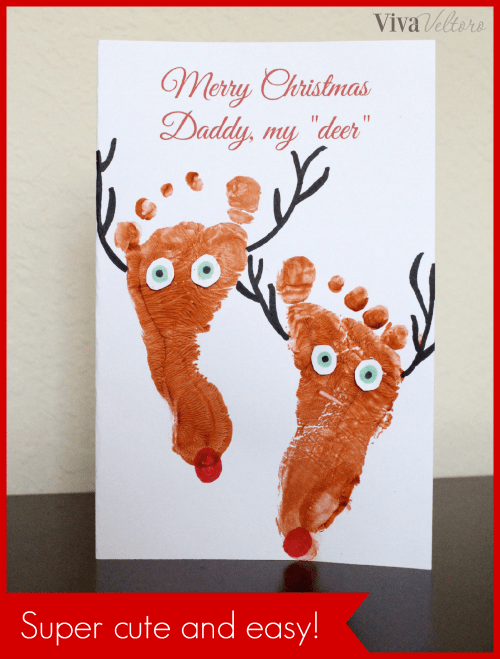 DIY Footprint Reindeer Christmas Card