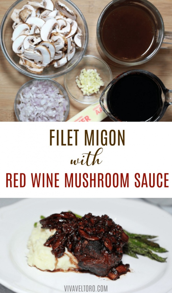 filet with red wine mushroom sauce