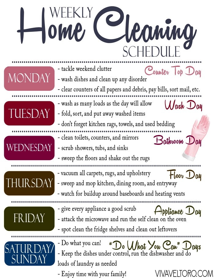 cleaning schedule