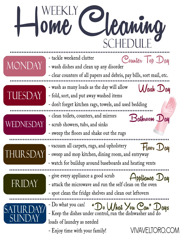 Cleaning Schedule For Home