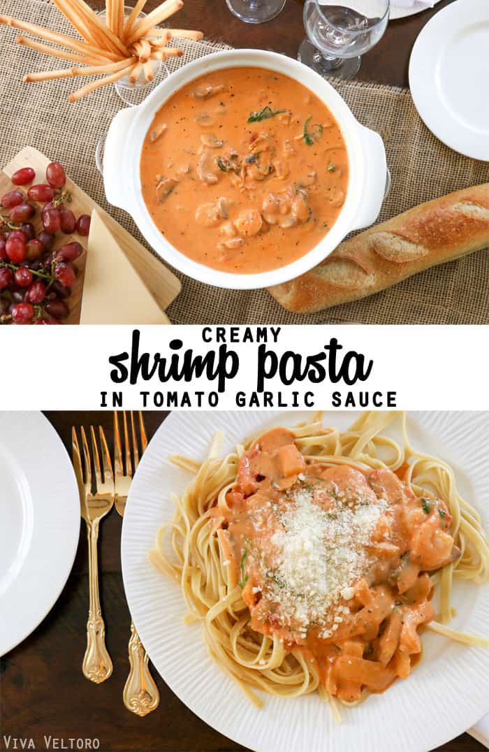 Creamy Shrimp Pasta in Tomato Garlic Sauce Recipe!