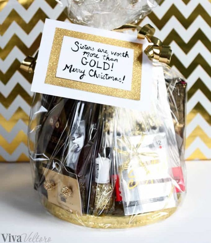 A "Golden" Gift Basket Idea with KISSES DELUXE Chocolates!