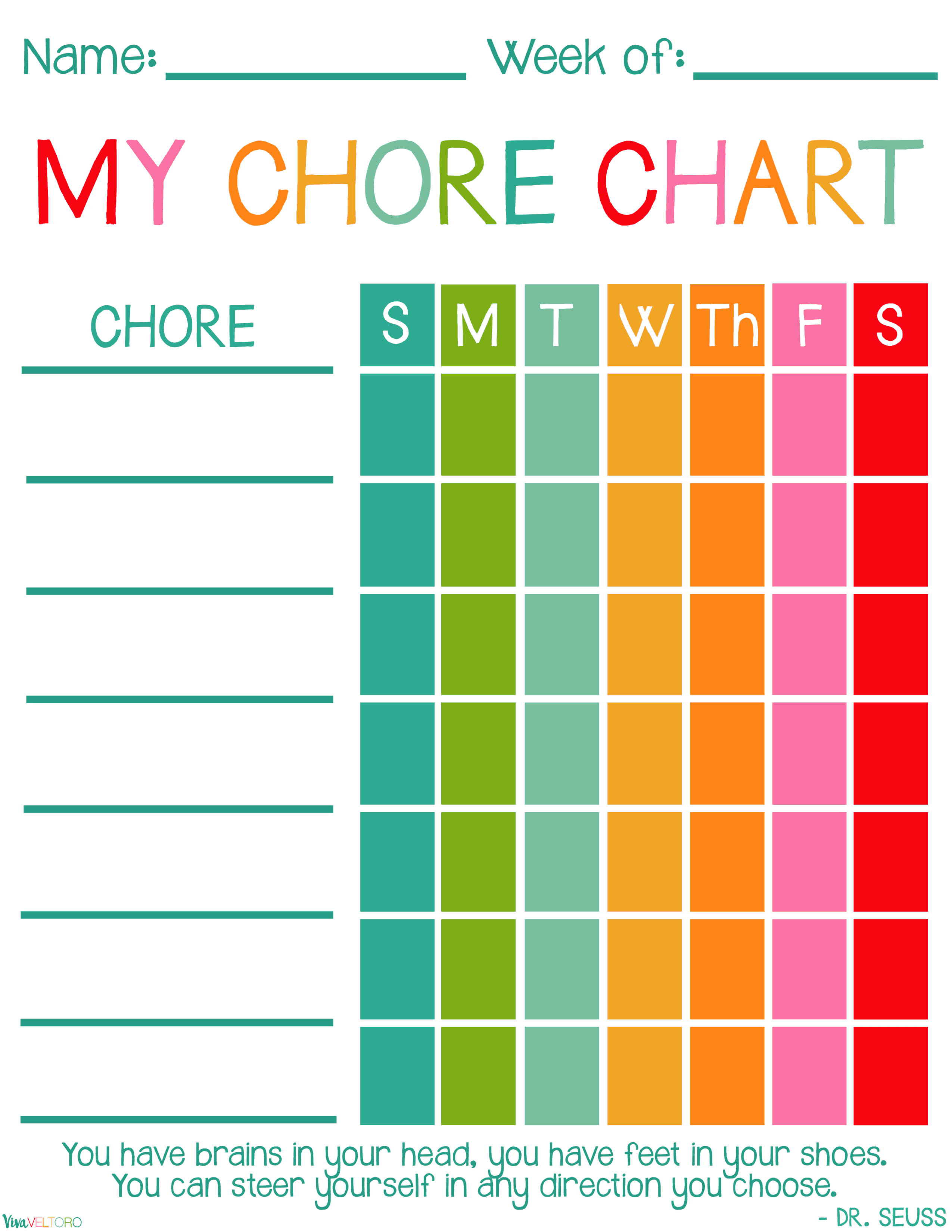 Free Printable Kids Chore Punch Card