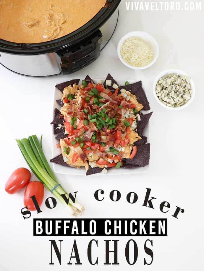 slow cooker buffalo chicken nachos