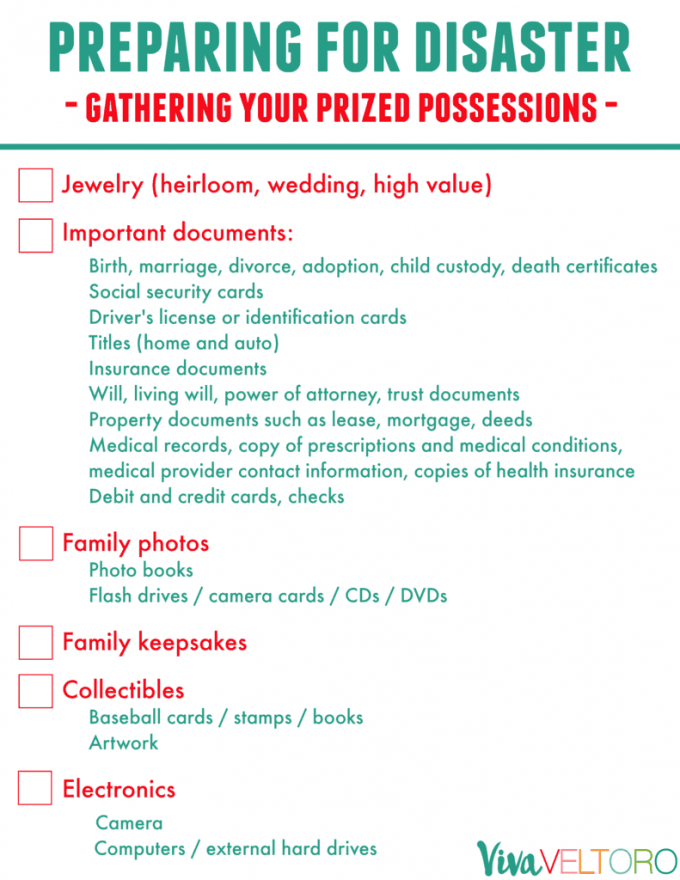 preparing for disaster checklist