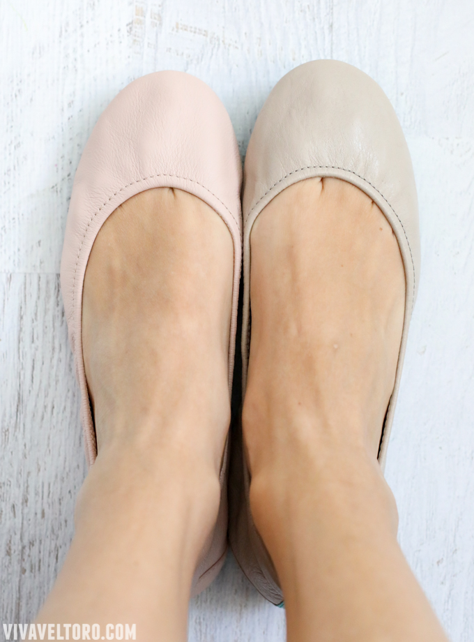 ballerina pink on left, feather grey on right