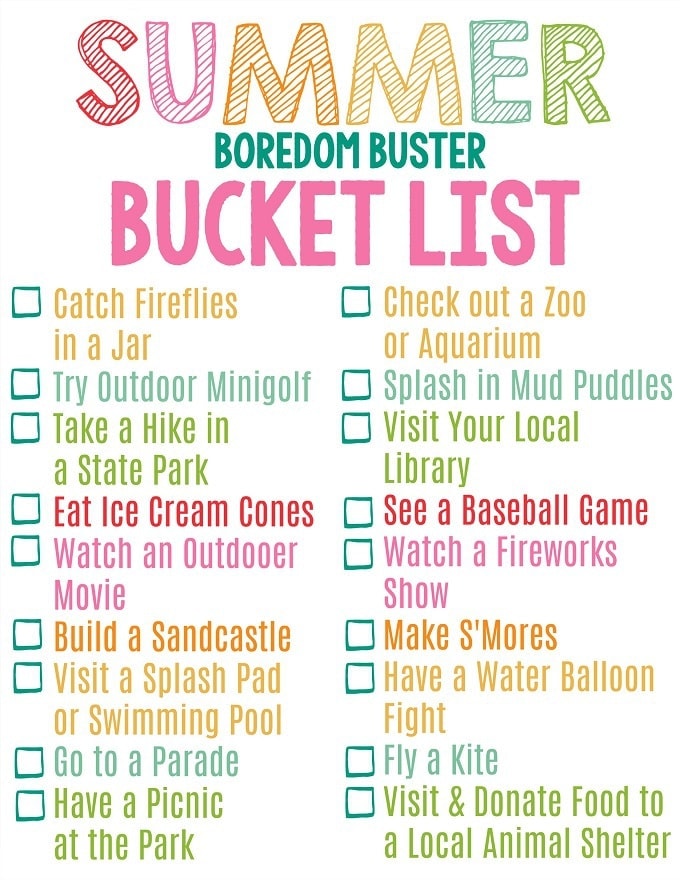 bucket list for kids