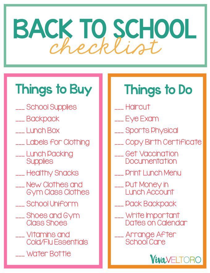back to school checklist