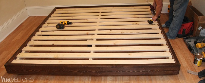 installing wooden slats
