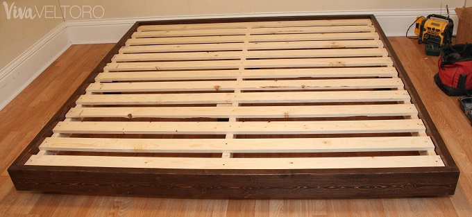 Easy Diy Platform Bed Frame For A King, How To Build A Low Profile Bed Frame