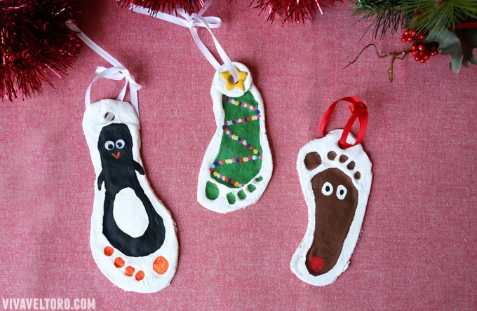 salt dough footprint ornaments