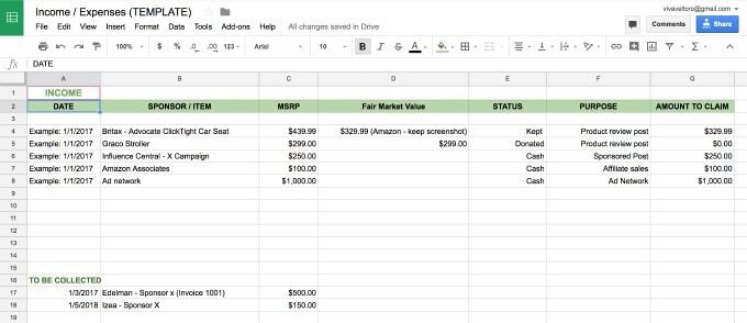 tracking business income spreadsheet