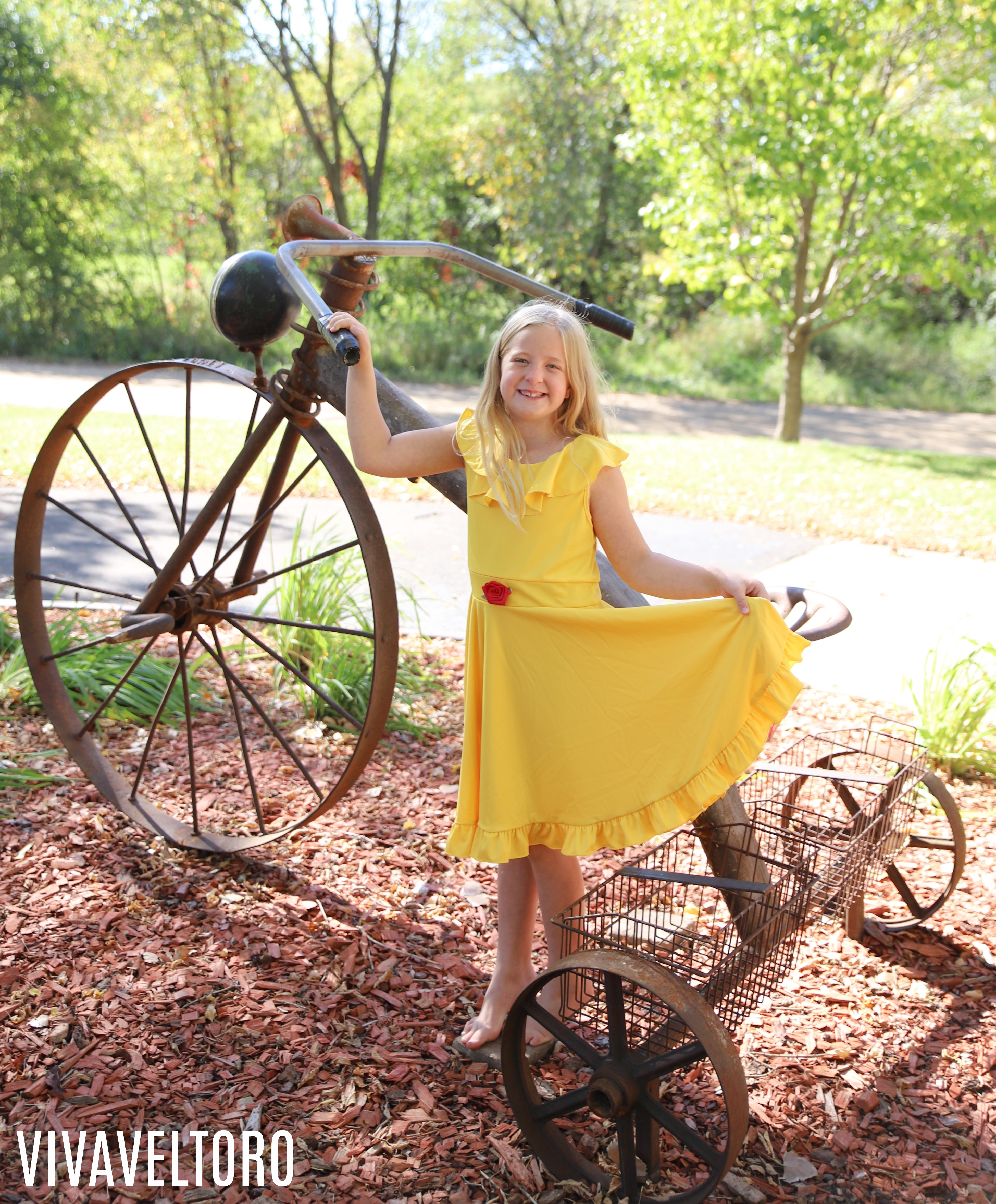 little adventures yellow beauty twirl dress